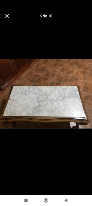 Mesa madera maciza mármol con mantel 