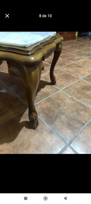 Mesa madera maciza mármol con mantel 