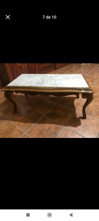 Mesa madera maciza mármol con mantel 