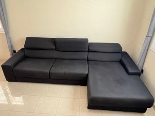 Sofá con chaise long tela negro La Oca