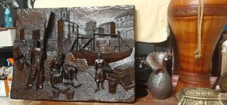 Cuadro Pescadores.Muelle.