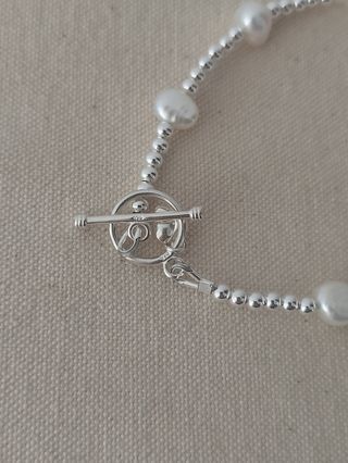 Pulsera, plata ley y perlas 