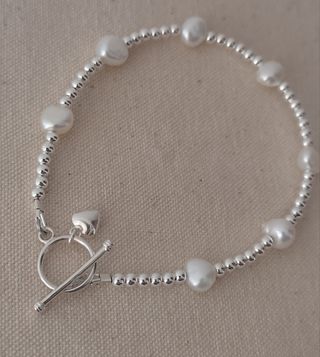 Pulsera, plata ley y perlas 