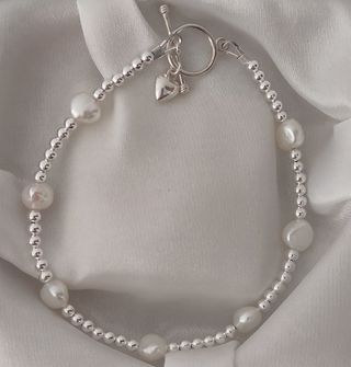 Pulsera, plata ley y perlas 
