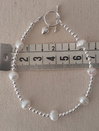 Pulsera, plata ley y perlas 