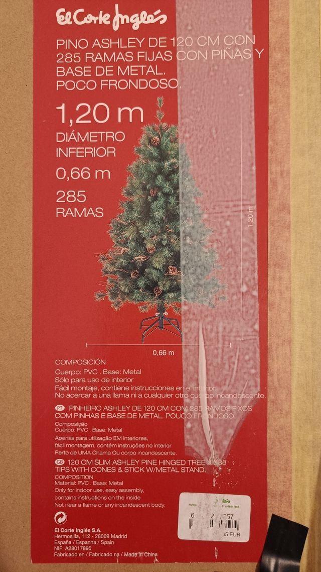 Árbol navidad con piñas, alto 120. PERFECTO ESTADO