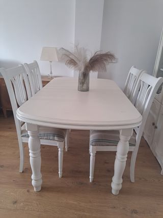 CONJUNTO MESA EXTENSIBLE Y SILLAS COMEDOR