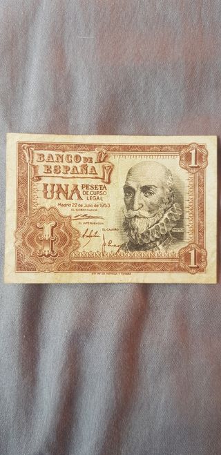 Billetes 1 pesetas y cinco pesetas 