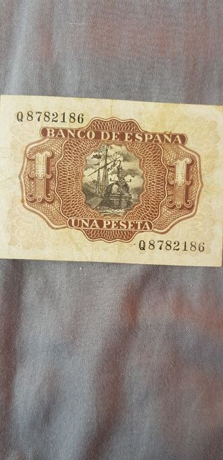 Billetes 1 pesetas y cinco pesetas 