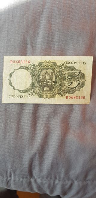 Billetes 1 pesetas y cinco pesetas 