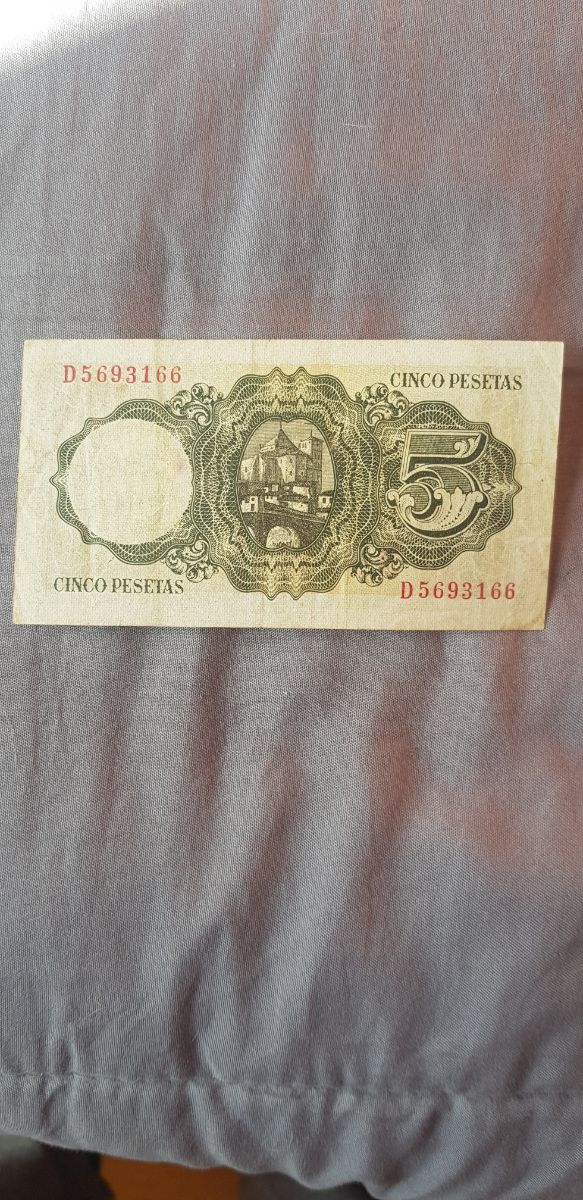 Billetes 1 pesetas y cinco pesetas