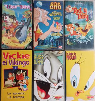 12 cintas VHS infantiles: El mago de Oz, Bichos...
