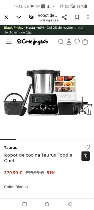 Robot de Cocina Tauris Foodie Chef URGE VENDER