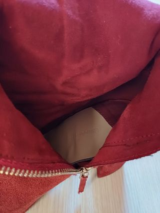 Botas piel tacón burdeos Stradivarius  39