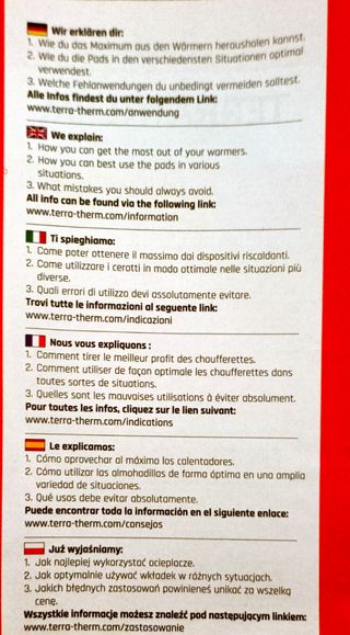 Soletta termica e scaldamani TERRATHERM