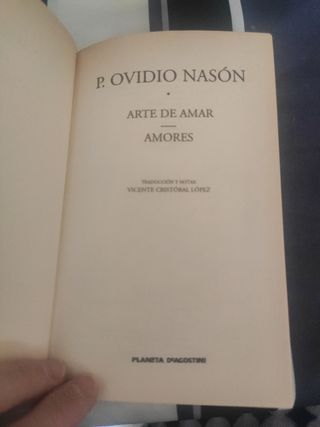 Ovidio. El arte de amar y amores.
