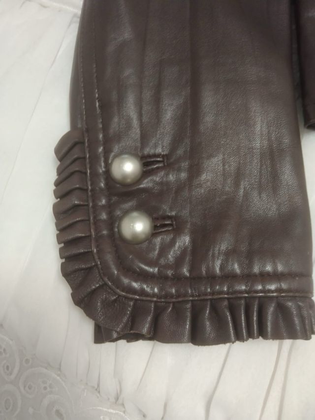 Chaqueta de piel, marron oscuro