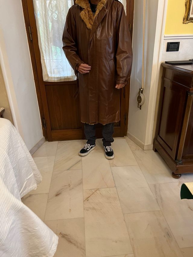 Cappotto uomo in pelle foderato in rat mousquet
