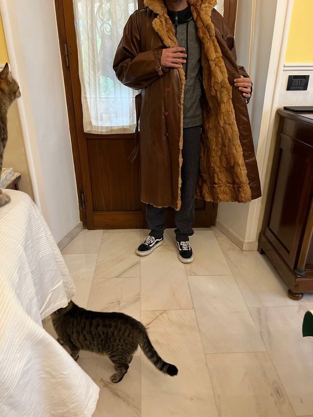 Cappotto uomo in pelle foderato in rat mousquet