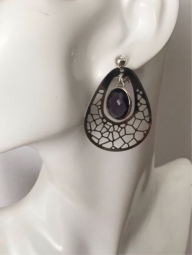 Pendientes de plata y amatista