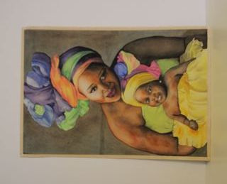 Madonna con bambina, acquerello su carta cotone