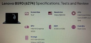 PC portatile - Laptop Lenovo B590 - Type 6274