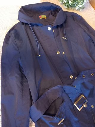 Chaqueta abrigo gabardina azul marino 