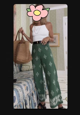 Pantalón bordados Zara talla S