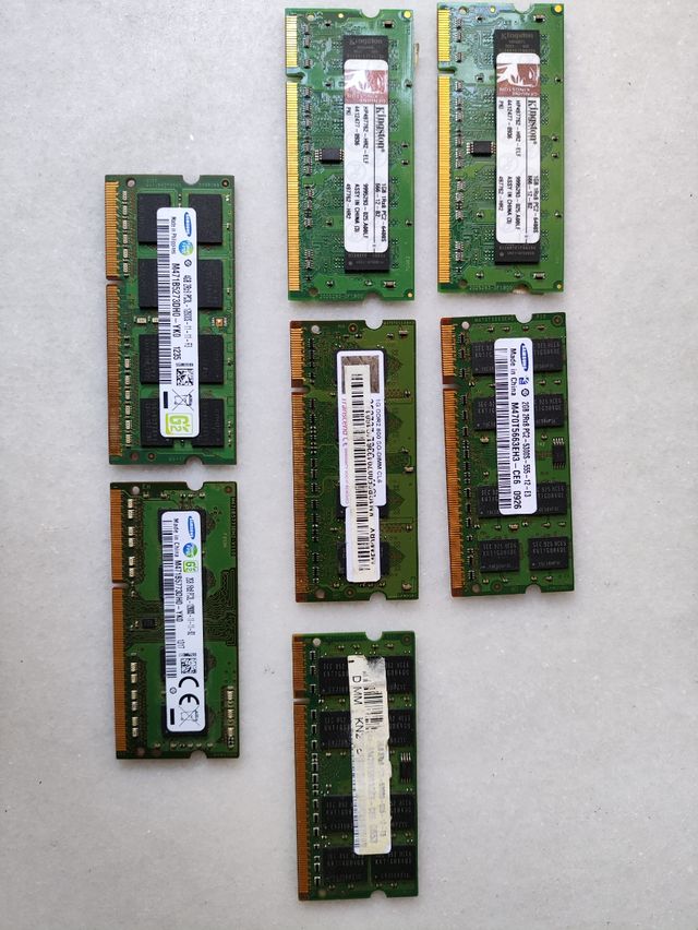 Lote 6 módulos RAM