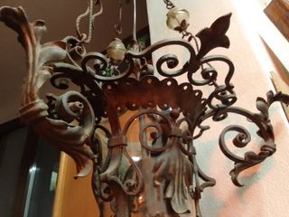 Lampada Liberty in ferro battuto