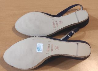 sandalias de cuña azul marino