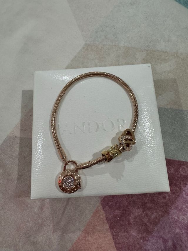 Pulsera cadena de serpiente oro rosa brillante 