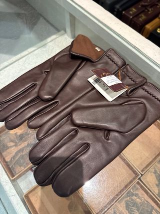 Guantes de cuero de hombre marrón