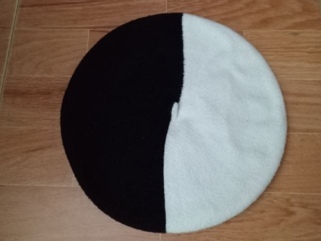 Boina gorro de mujer bicolor Negro/blanco (Nuevo!)