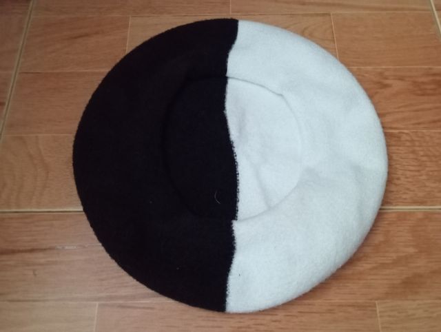 Boina gorro de mujer bicolor Negro/blanco (Nuevo!)