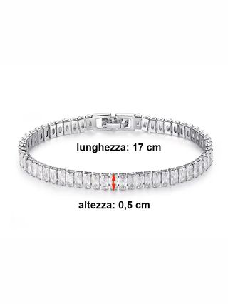 Bracciale Tennis 17x0,5 cm Nuovo Donna Argento