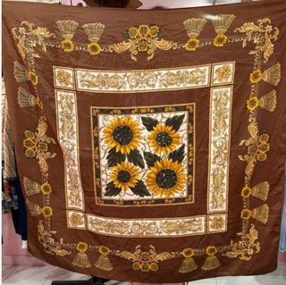 pañuelo vintage antiguo con estampado de girasoles