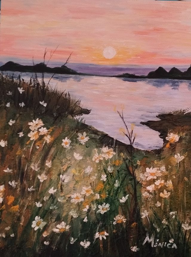 Óleo "Atardecer en primavera"