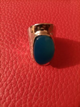 Anillo acero piedra azul 