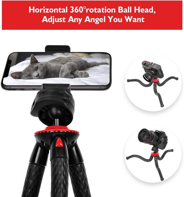 Trípode portatil para cámaras y teléfonos móviles.