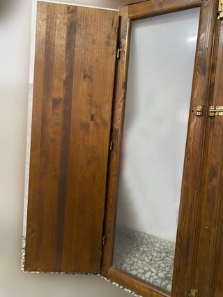 Ventana artesanal madera pino tinte roble
