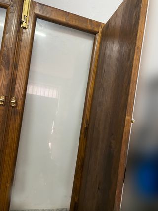 Ventana artesanal madera pino tinte roble