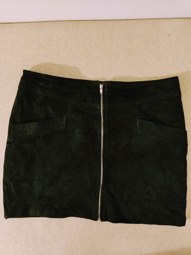 Minifalda piel Mango