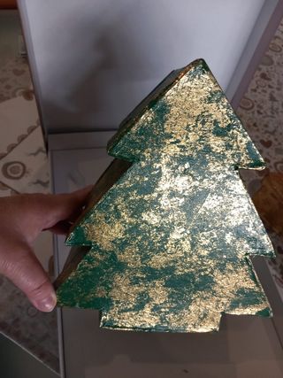 Scatola albero di natale verde e oro