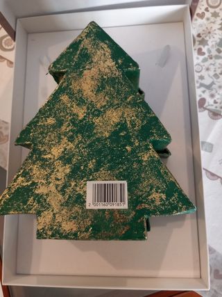 Scatola albero di natale verde e oro