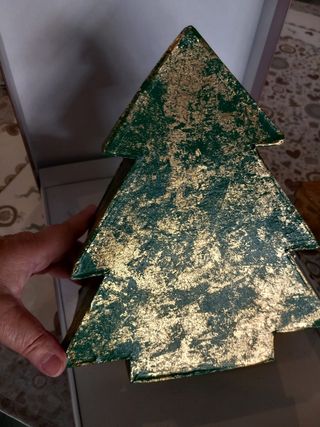 Scatola albero di natale verde e oro