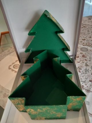 Scatola albero di natale verde e oro