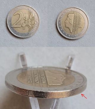 Moneta 2 Euro Olanda 1999 con errore di conio