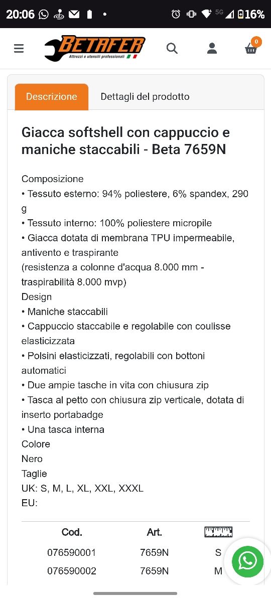 Giacca anti pioggia anti vento beta