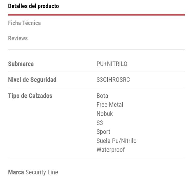 Calzado de seguridad talla 39